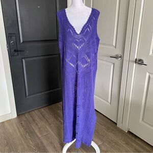 Free People Purple Boho Open Knit Crochet Midi Swim Coverup Size S